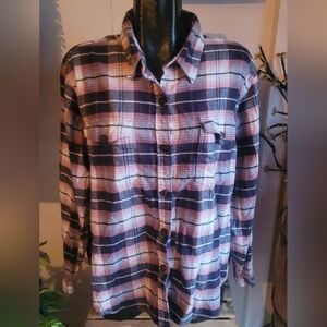 Tilley Pink and Grey Plaid Button Up Shirt XXL